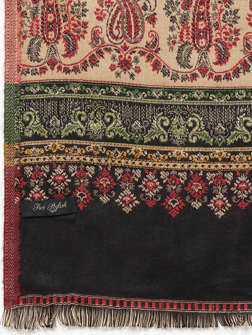 Women's Paisley Jamawar Acrylic Wool Shawl